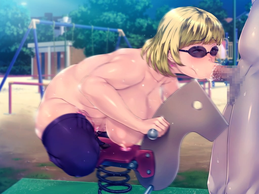 夜の公園で変態露出プレイをする妻のCG